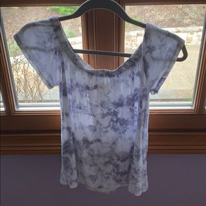 Grey Hollister tie die off the shoulder shirt